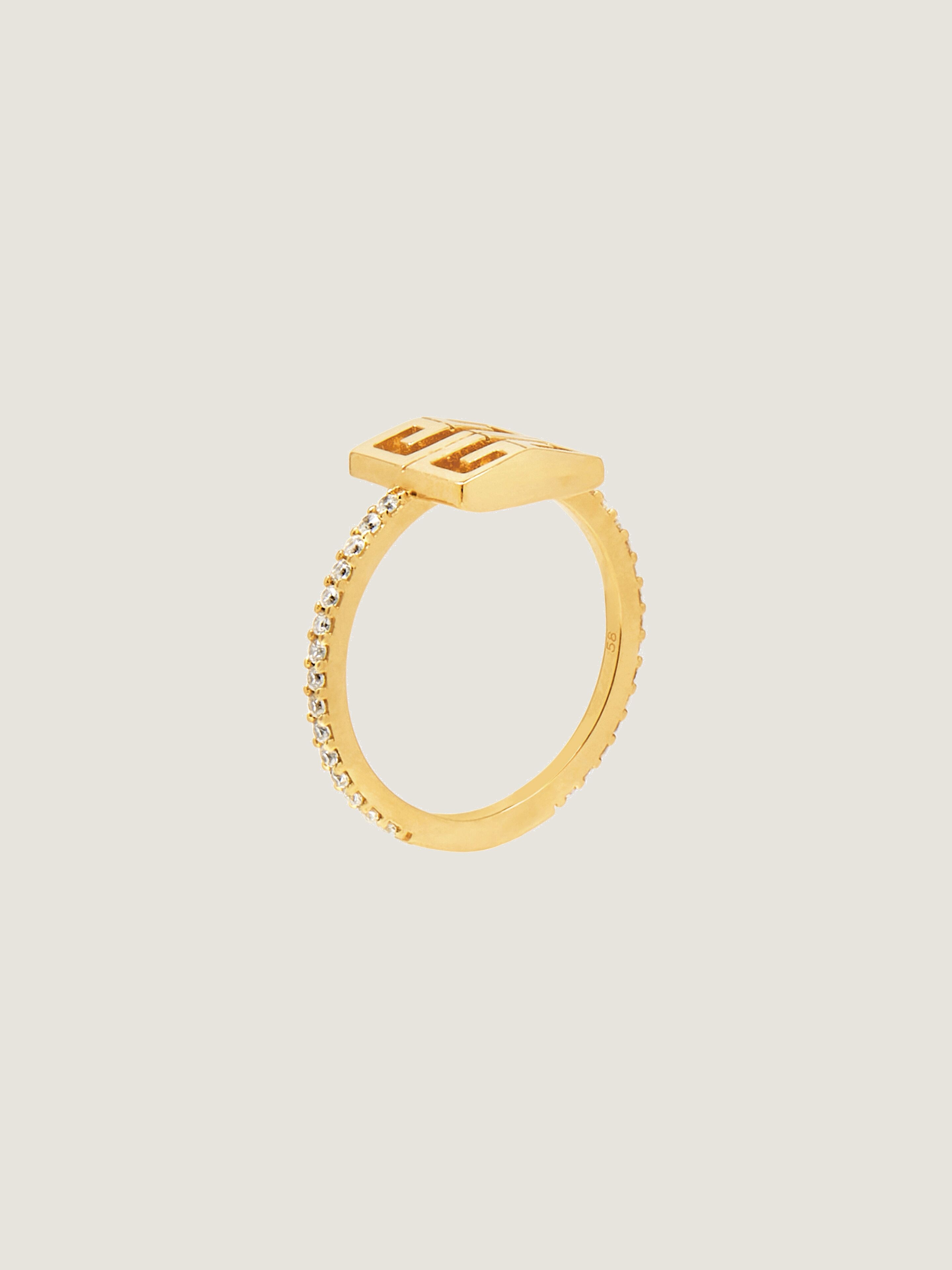 4G ring in metal with crystals